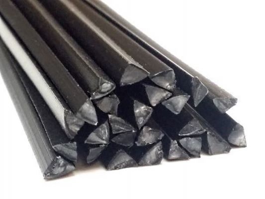 Plastic welding rods TPE 4mm Triangular Black 25 rods